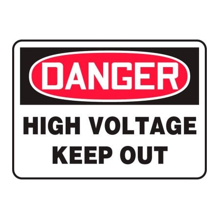 Accuform Accuform Danger Sign, High Voltage Keep Out, 10inW x 7inH, Adhesive Vinyl MELC127VS